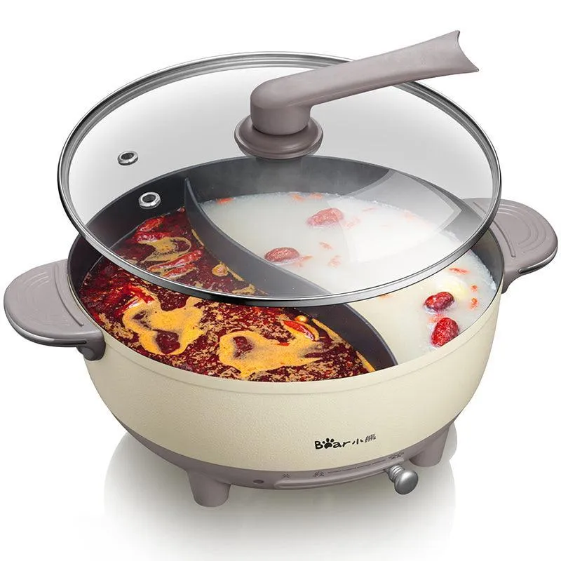 Bear DHG-B60R6 Electric Hot Pot | 6L | 1500W | Divider | 0-210°C | 3-Layer Steel | Over-Temp Protection