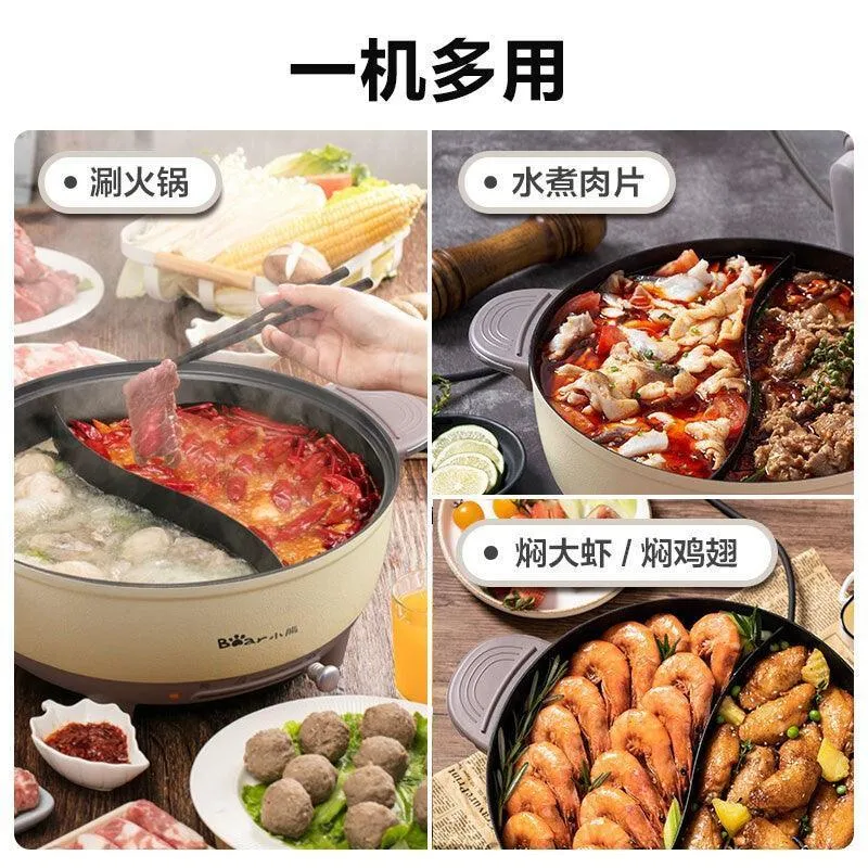 Bear DHG-B60R6 Electric Hot Pot | 6L | 1500W | Divider | 0-210°C | 3-Layer Steel | Over-Temp Protection
