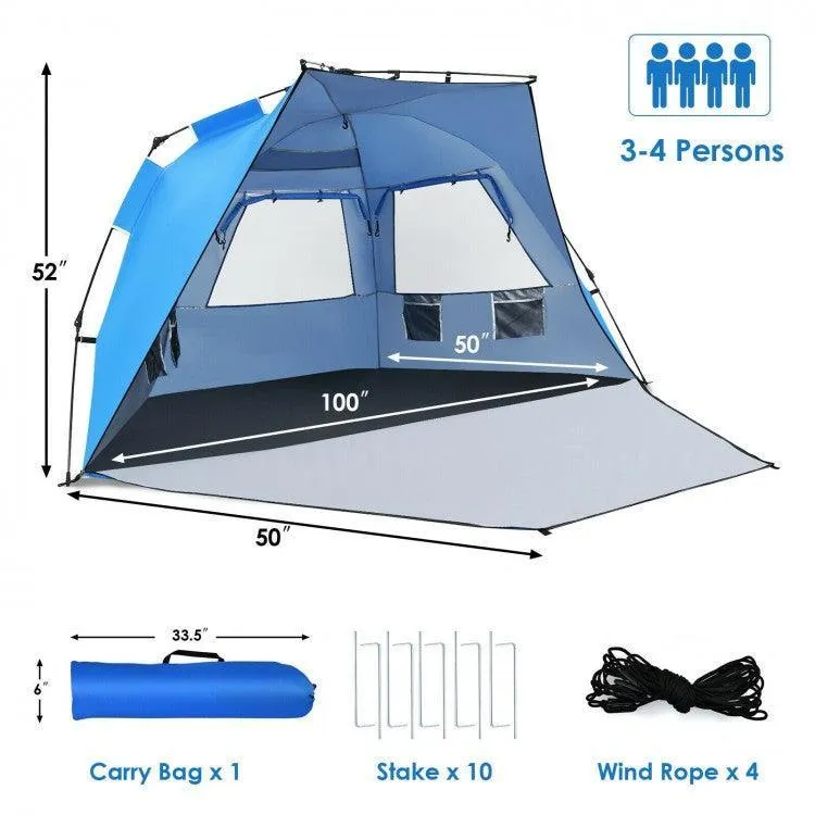 Beach Tent 31429756,UPF 50+ Portable Sun Shelter,3-4 Person Easy Pop-Up