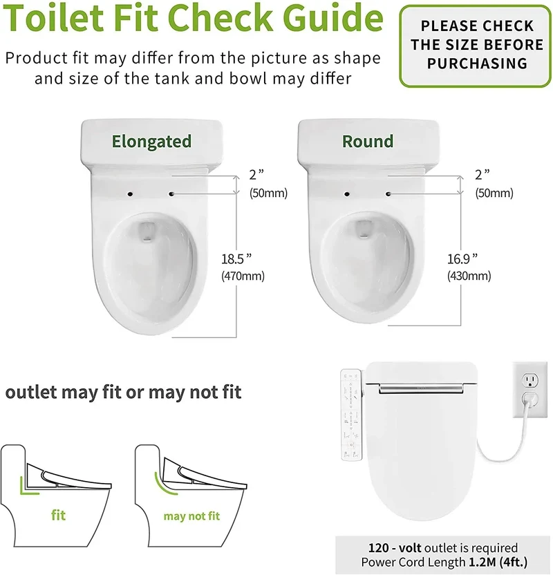 VOVO VB-6000S Smart Bidet Seat | LED Nightlight | S/S Nozzle | Heated Seat | Made in Korea