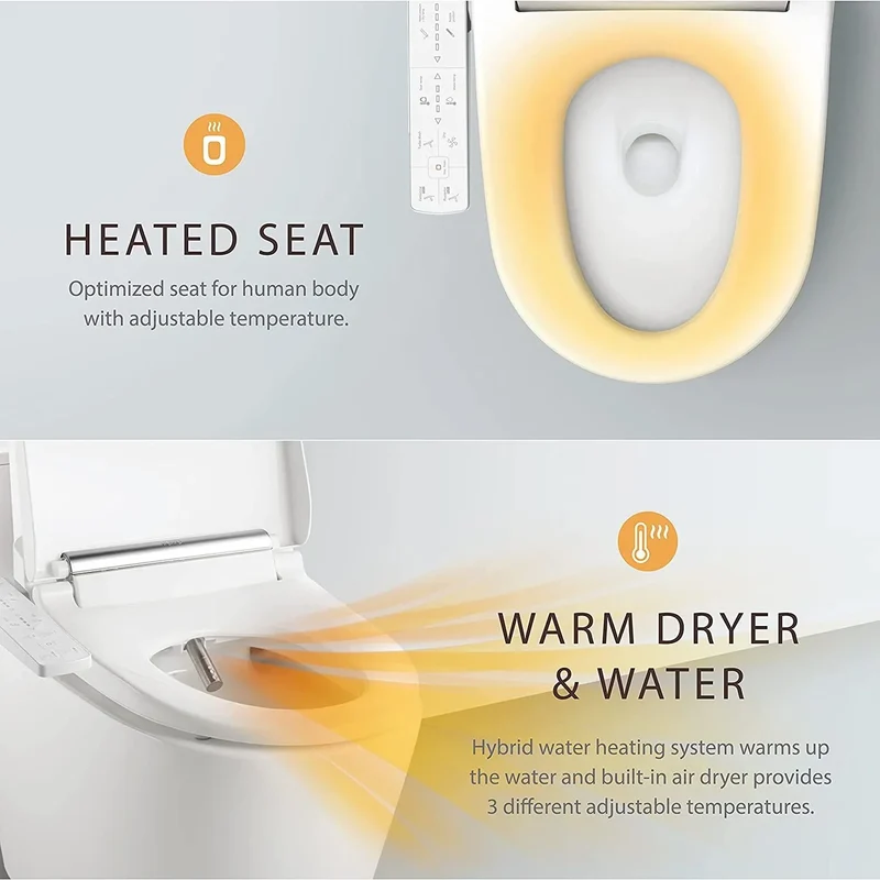VOVO VB-3000S Smart Bidet Seat | LED Nightlight | Heated Seat | Warm Water & Dry | Made in Korea