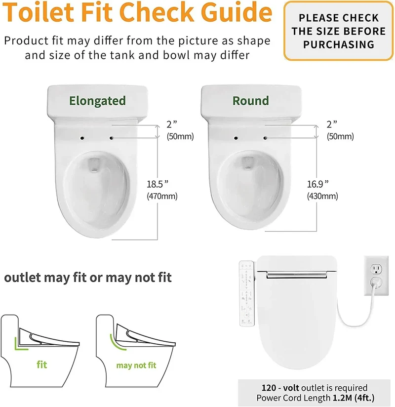 VOVO VB-3000S Smart Bidet Seat | LED Nightlight | Heated Seat | Warm Water & Dry | Made in Korea
