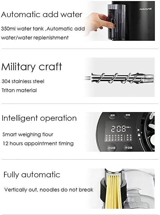 Joyoung M6-L20 Pasta & Noodle Maker | 7 Dies | Auto Weigh & Water-Fill | 350ml Tank | 12H Timer | 120V