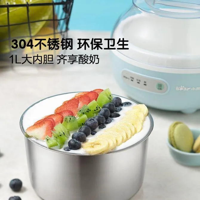 Bear SNJ-C10H2 Yogurt Machine | 1L | 1+4 Tank System | 304 S/S Liner | Fully Automatic | Microcomputer | Blue