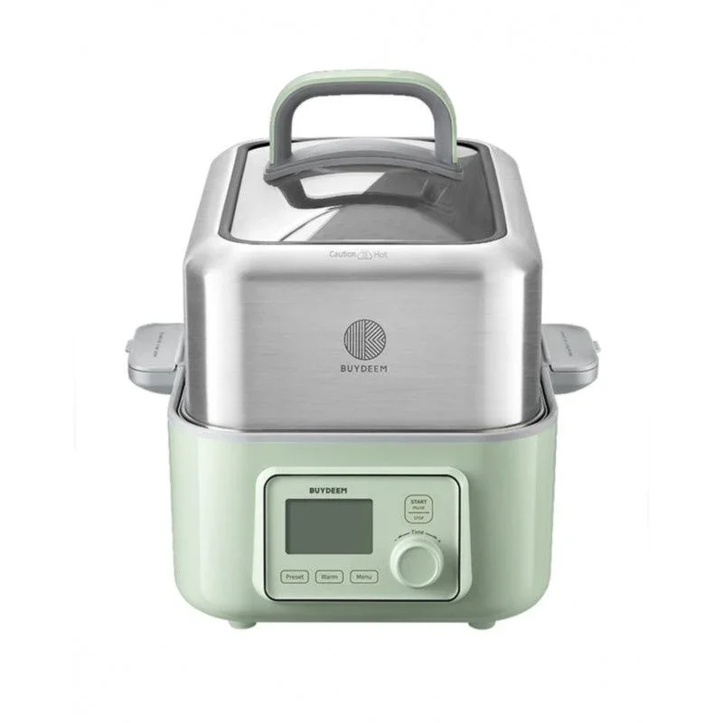 Buydeem G553 Electric Food Steamer | 5QT | 1500W | 60s Quick Steam | Cozy Greenish | 110V