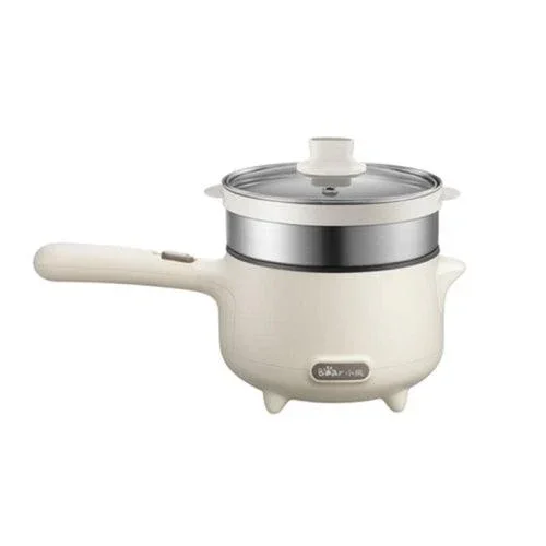 Bear DRG-C12S1 Electric Cooking Pot | 1.2L | 2-in-1 Ramen & Shabu Shabu | S/S Steamer | 300-600W | Beige | Overheating Protection