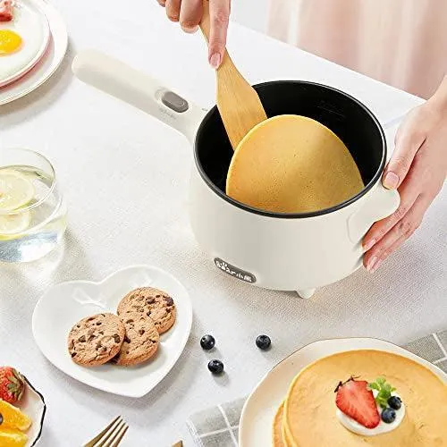 Bear DRG-C12S1 Electric Cooking Pot | 1.2L | 2-in-1 Ramen & Shabu Shabu | S/S Steamer | 300-600W | Beige | Overheating Protection