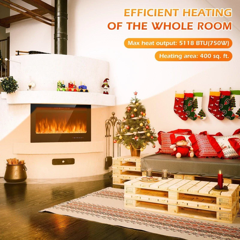 Electric Fireplace EP23236US,Insert Wall Mounted with Timer,36 Inch