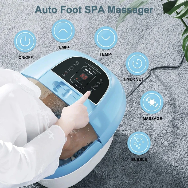 MaxKare Collapsible Foot Spa Bath Massager | Space-Saving Foldable Design | Rapid Heating and Soothing Bubbles