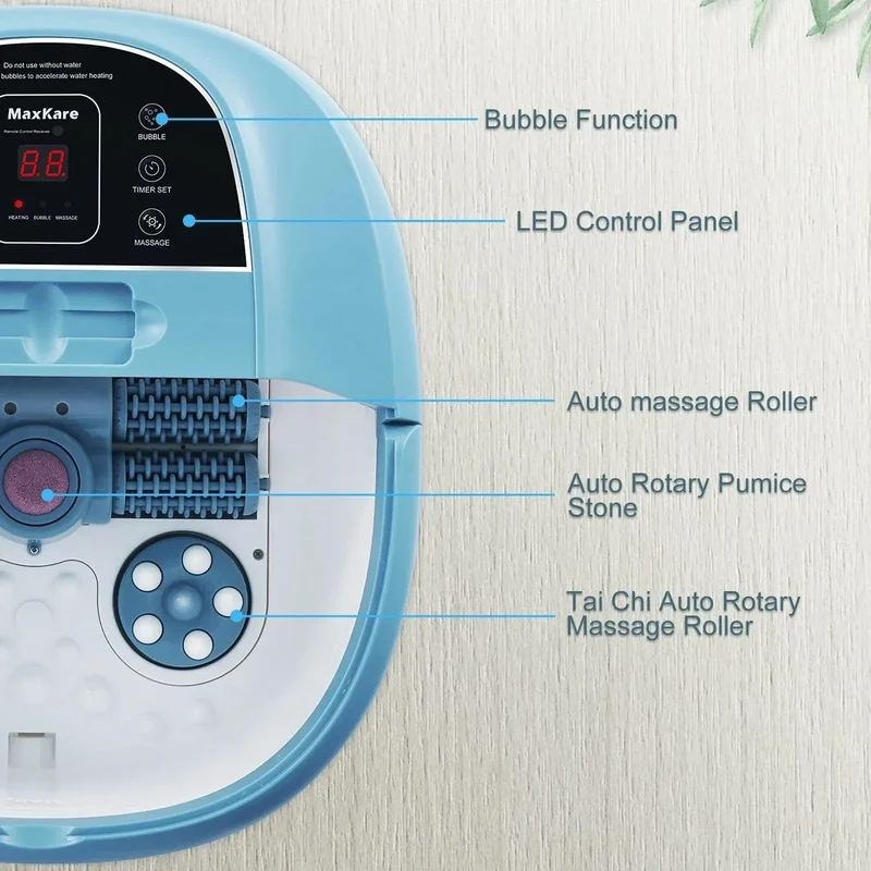 MaxKare Collapsible Foot Spa Bath Massager | Space-Saving Foldable Design | Rapid Heating and Soothing Bubbles
