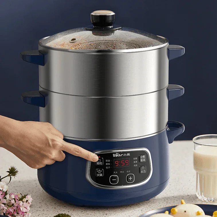 Bear DZG-D80J4 Electric Steamer | 24CM | 2-Layer | Stainless Steel | Hot Pot | 110V