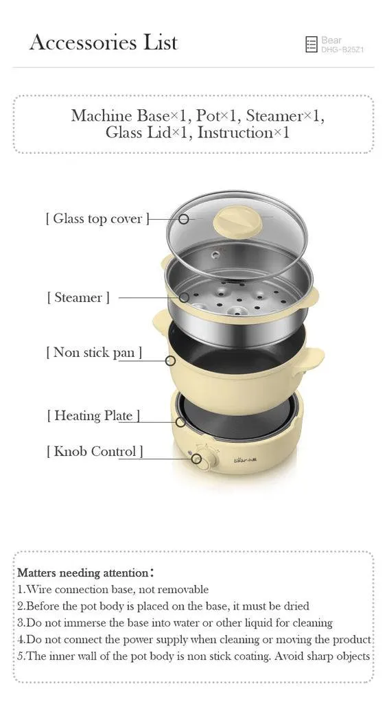 BEAR Cooking Pot DHG-B25Z2 | Multifunction like Hot Pot