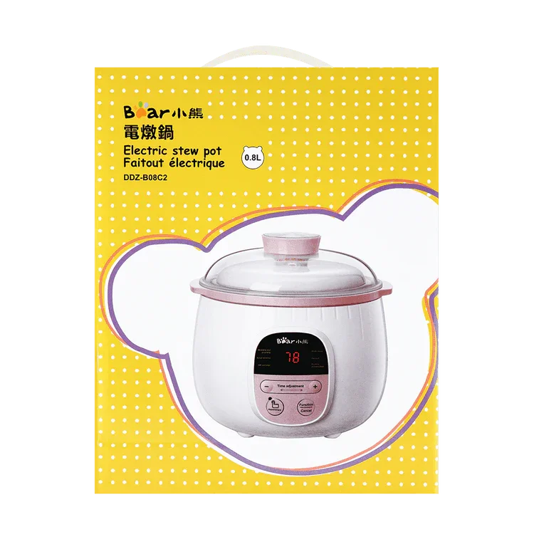 Bear DDZ-B08C2 Mini Electric Stew Pot | 27oz | Ceramic | Slow Cook | 110V