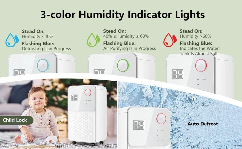 Dehumidifier ES10104US| 32 Pints| 2000 Sq. Ft.| 4 Working Modes| 2 Fan Speeds
