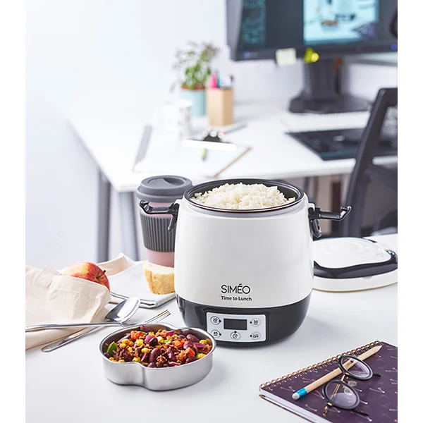 Lunch box électrique programmable 1,5 L 300 W blanc et noir Simeo