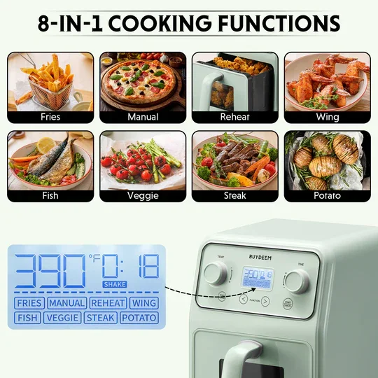 Buydeem F51 Air Fryer | 4.2QT | 8-in-1 | Precise Temp Control | Family Size | 120V