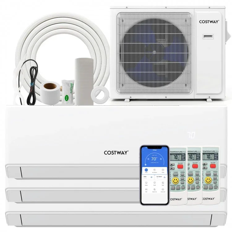 UltrEco Series 30000 BTU 3 Zone 23 SEER2 Mini Split Air Conditioner Wifi Enabled with Heat Pump