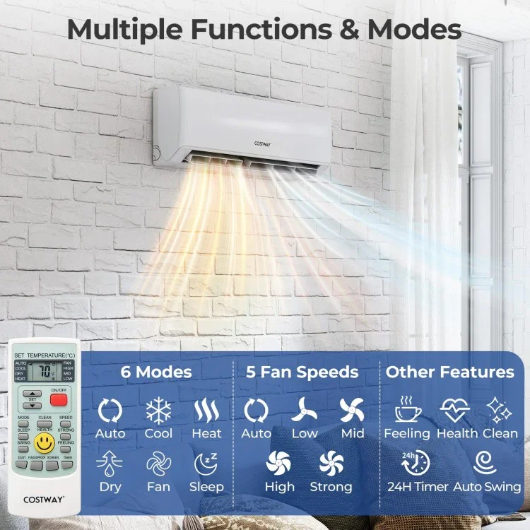 UltrEco Series 30000 BTU 3 Zone 23 SEER2 Mini Split Air Conditioner Wifi Enabled with Heat Pump