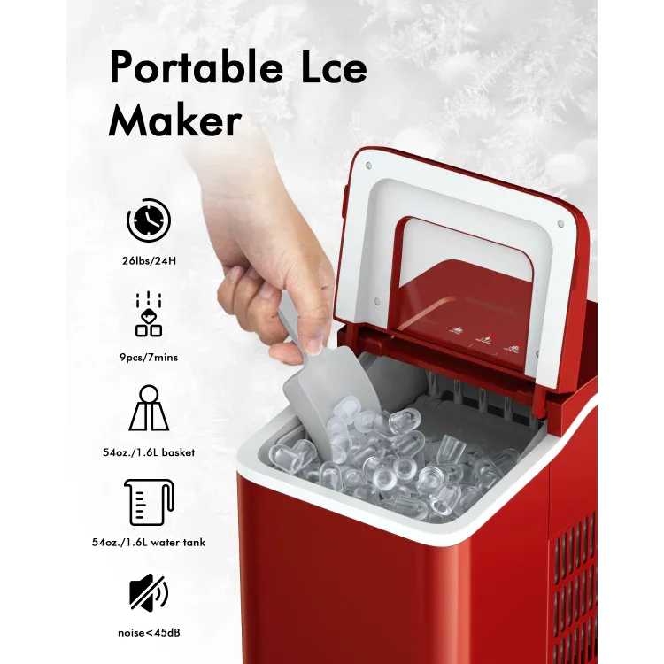 Portable Ice Maker 26lbs/24h | Party Ice Machine Countertop | Costway EP24744US