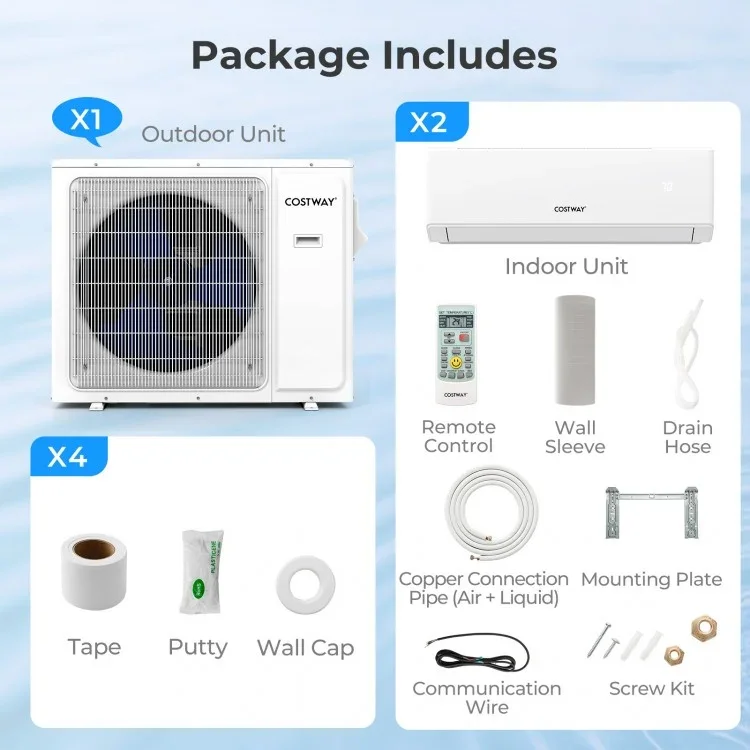 UltrEco Air Conditioner SEER2 | 18000 BTU | 2 Zone | Wifi Enabled with Heat Pump