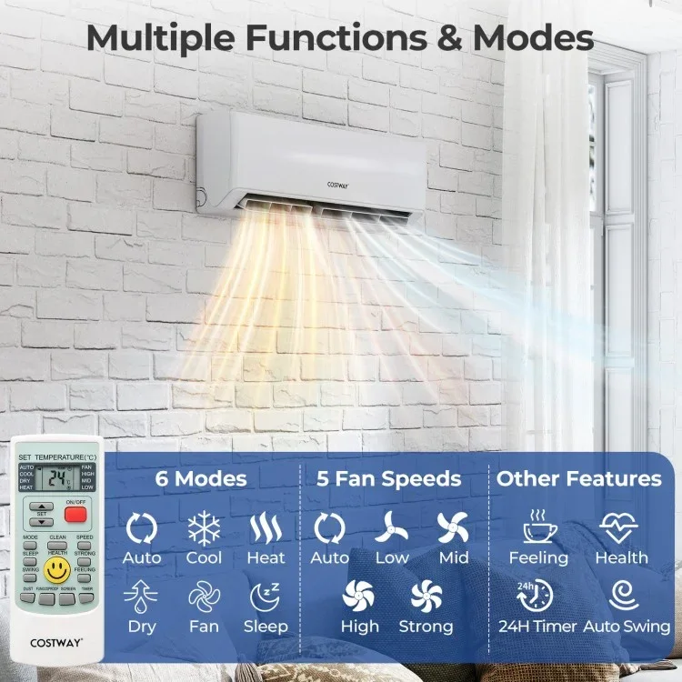 UltrEco Air Conditioner SEER2 | 18000 BTU | 2 Zone | Wifi Enabled with Heat Pump