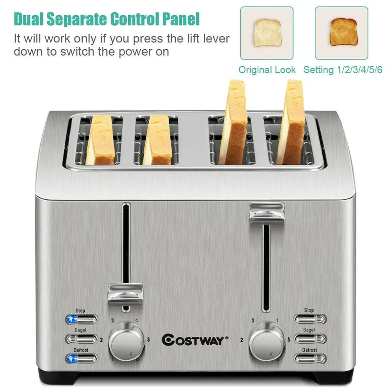 Extra-Wide Slot Stainless Steel 4 Slice Toaster 36405729