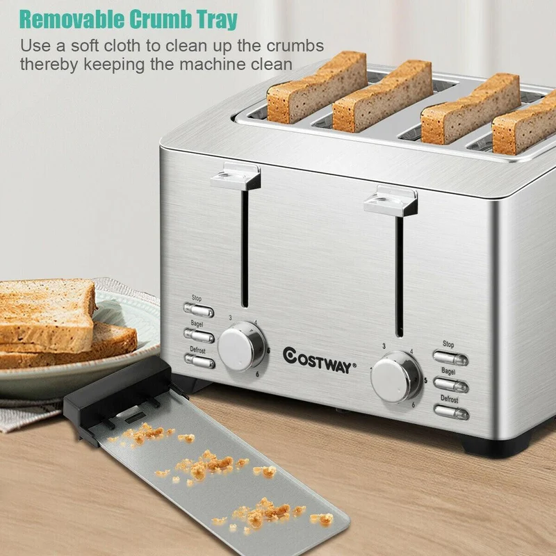 Extra-Wide Slot Stainless Steel 4 Slice Toaster 36405729