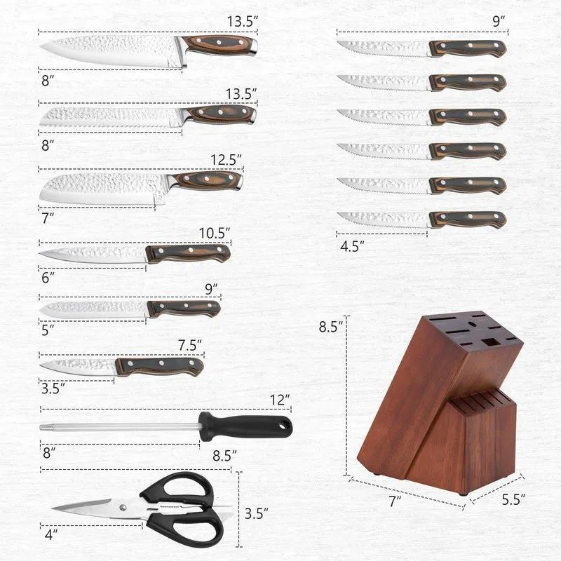 Costway 15 Pieces Stainless Steel Knife Block Set with Ergonomic Handle 60715928