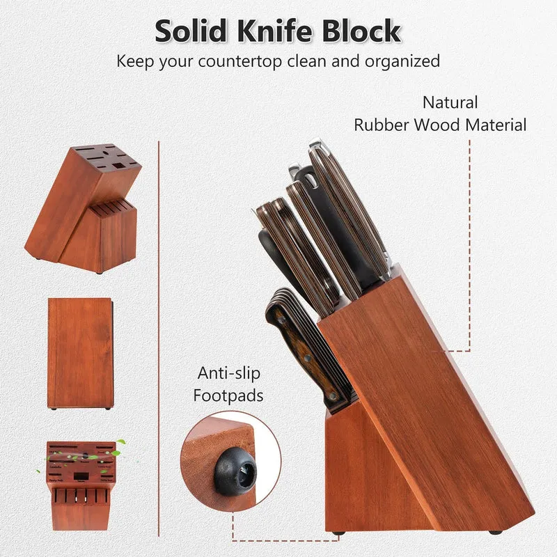 Costway 15 Pieces Stainless Steel Knife Block Set with Ergonomic Handle 60715928