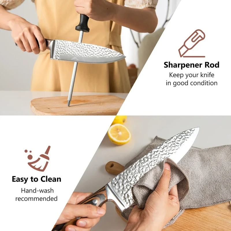 Costway 15 Pieces Stainless Steel Knife Block Set with Ergonomic Handle 60715928