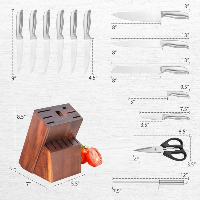 Costway 14-Piece Stainless Steel Knife Block Set with Sharpener 70435961