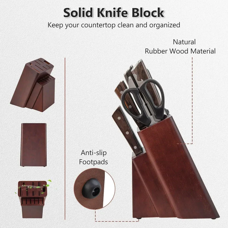 Costway 15 Pieces Stainless Steel Knife Block Set 95032687 with Ergonomic Handle
