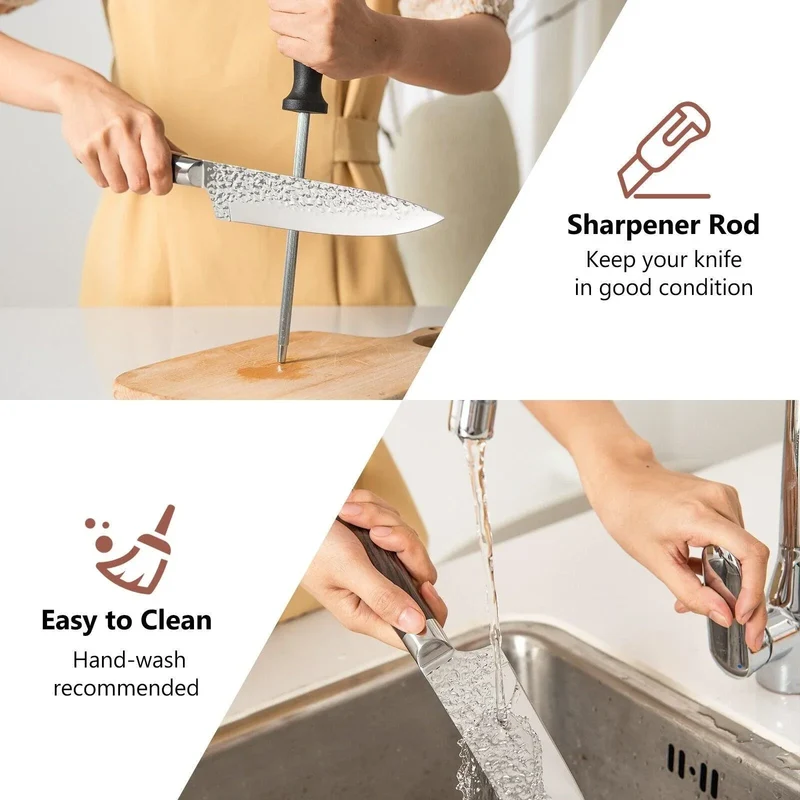Costway 15 Pieces Stainless Steel Knife Block Set 95032687 with Ergonomic Handle