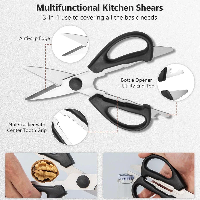 Costway 15 Pieces Stainless Steel Knife Block Set 95032687 with Ergonomic Handle