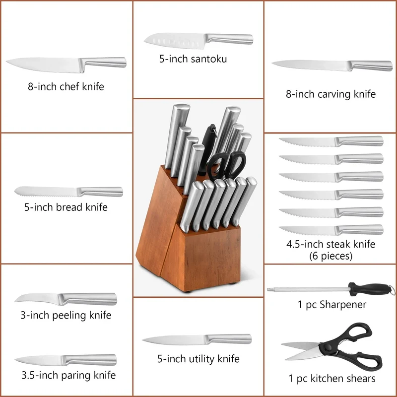 Costway 16-Piece Stainless Stee Kitchen Knife Set with Sharpener 49617582