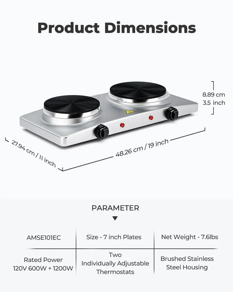Costway 1800W Double Hot Plate Electric Countertop Burner 18642957