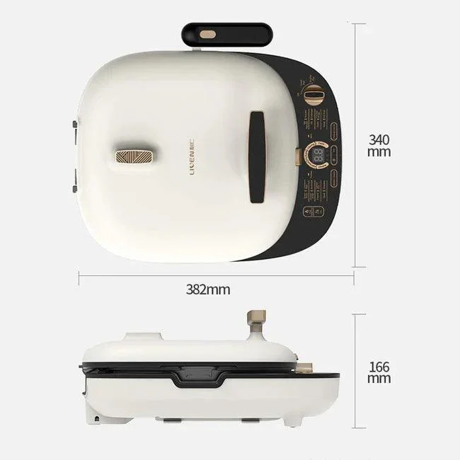Liren LR-3027S Electric Grill Pan | 180° Flat-Fold | Non-Stick Diamond | 1200W | 110V