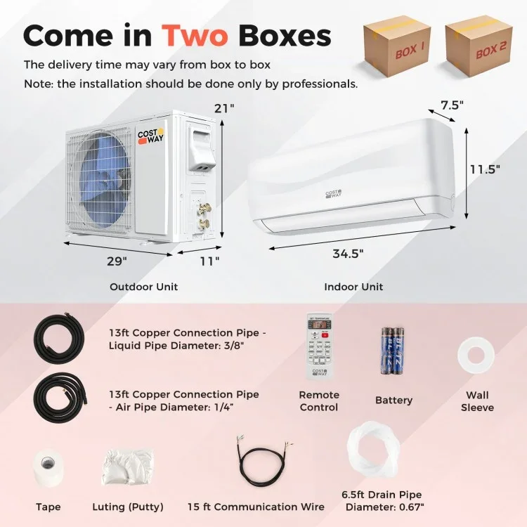 Blast Series 12000 BTU 20 SEER2 115V Ductless Mini Split Air Conditioner and Heater