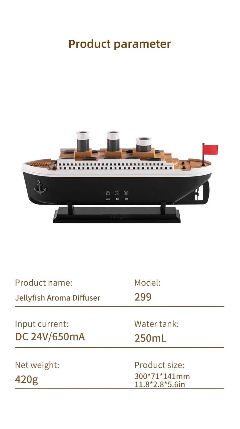 Aroma Humidifier Essential Oil Diffuser Aromatherapy Fragrance Diffuser for Home Ship Model Air Humidifier with Remote Control