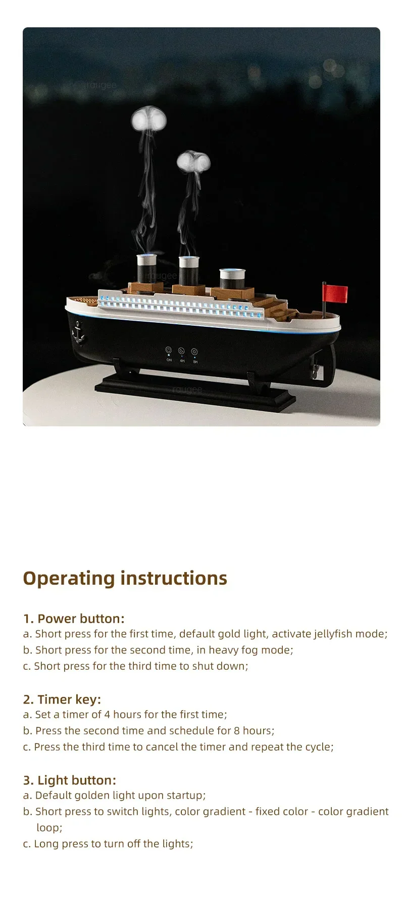 Aroma Humidifier Essential Oil Diffuser Aromatherapy Fragrance Diffuser for Home Ship Model Air Humidifier with Remote Control