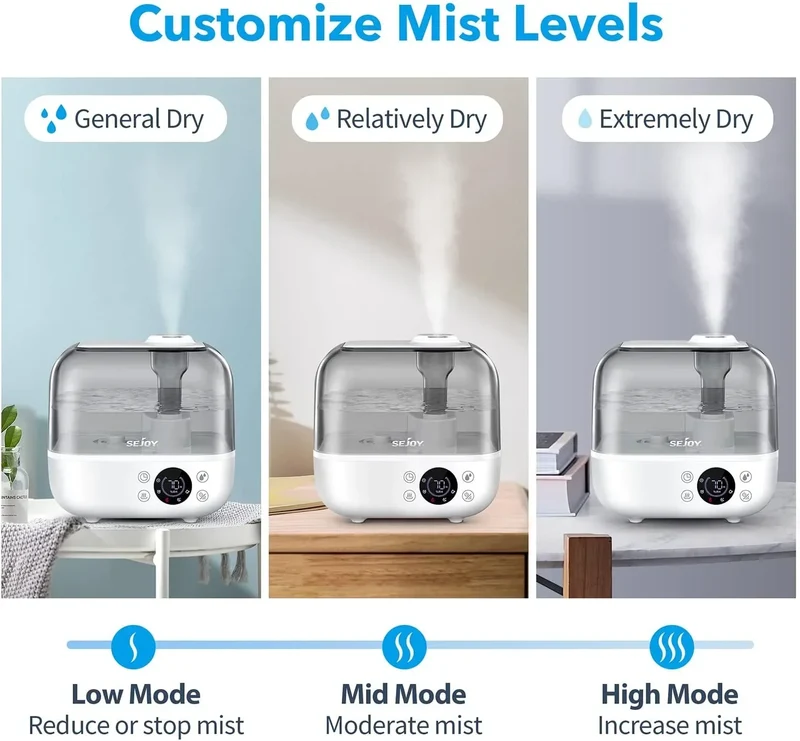 SEJOY 5L Humidifiers for Bedroom Large Capacity Low Noise for Home Office Ultrasonic Mist Humidifier