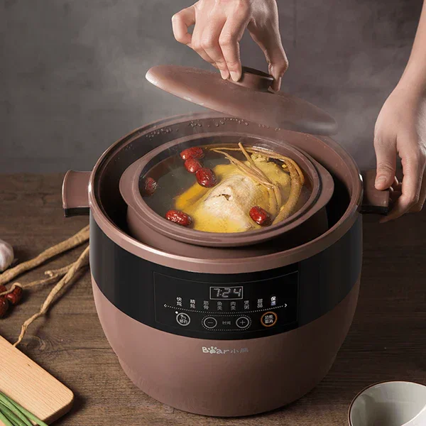 Bear DDZ-B45Z2 Electric Stew Pot | 4.5L | Purple Clay | Slow Cook | 110V