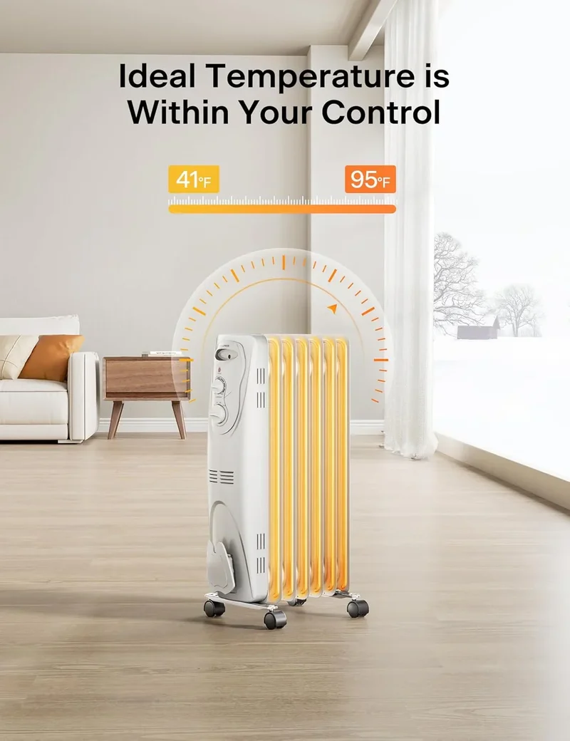 [Pelonis PHO15A2AGW] Electric Oil Filled Radiator Heater | 1500W | White