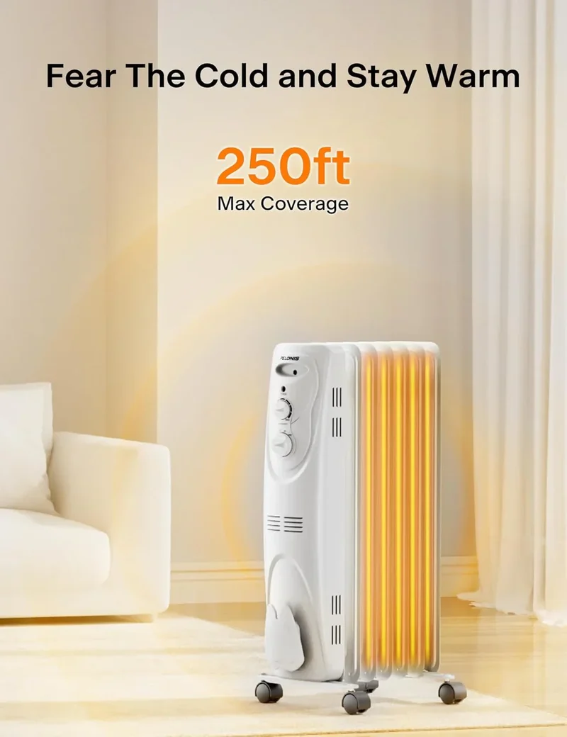 [Pelonis PHO15A2AGW] Electric Oil Filled Radiator Heater | 1500W | White