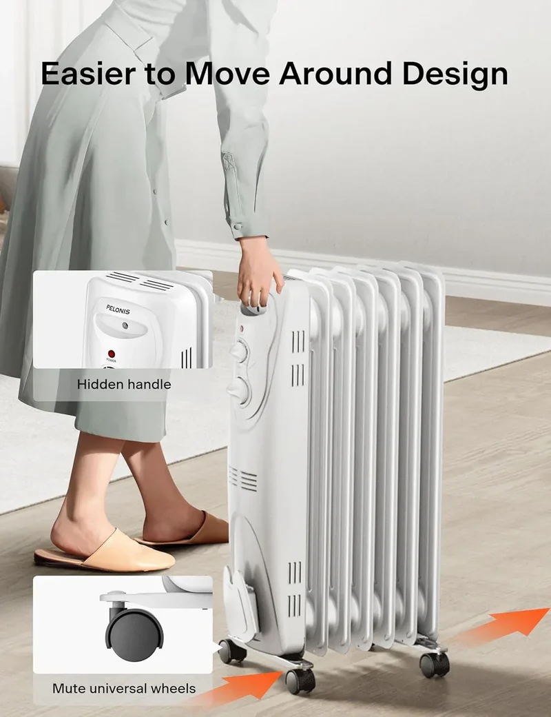 [Pelonis PHO15A2AGW] Electric Oil Filled Radiator Heater | 1500W | White