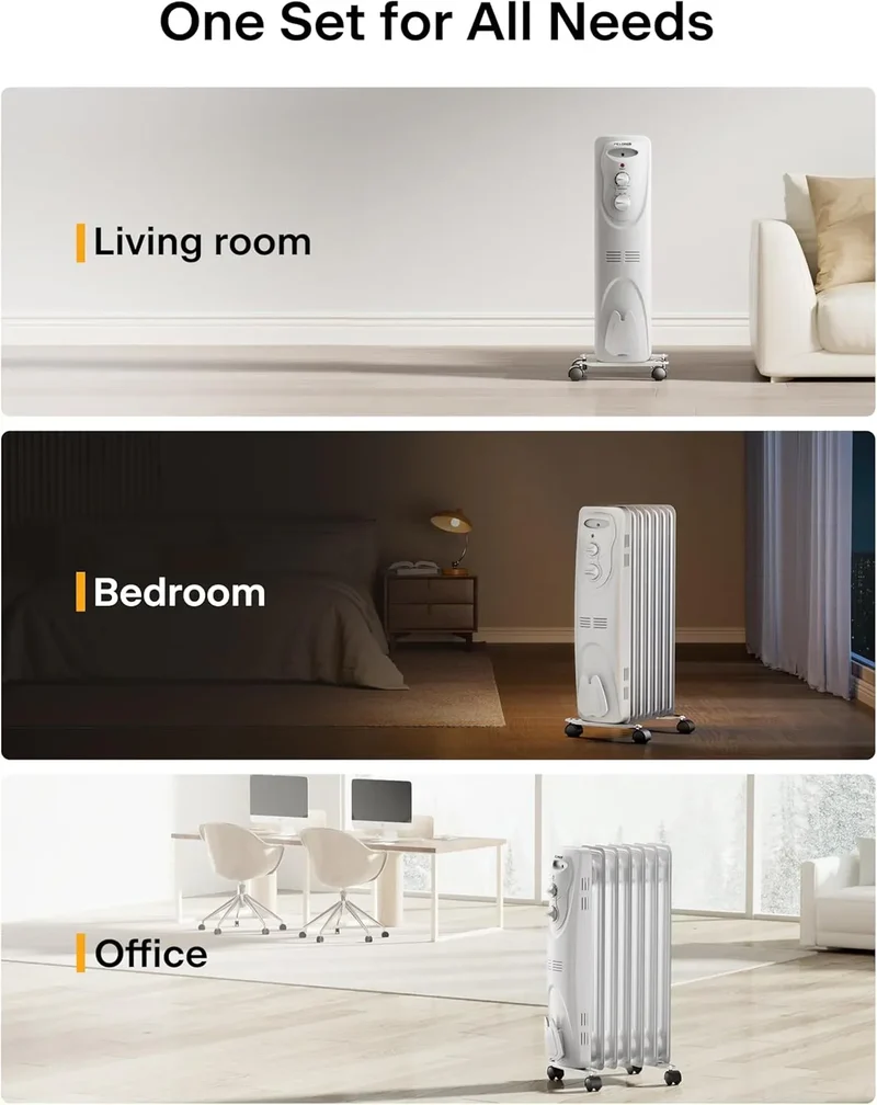 [Pelonis PHO15A2AGW] Electric Oil Filled Radiator Heater | 1500W | White