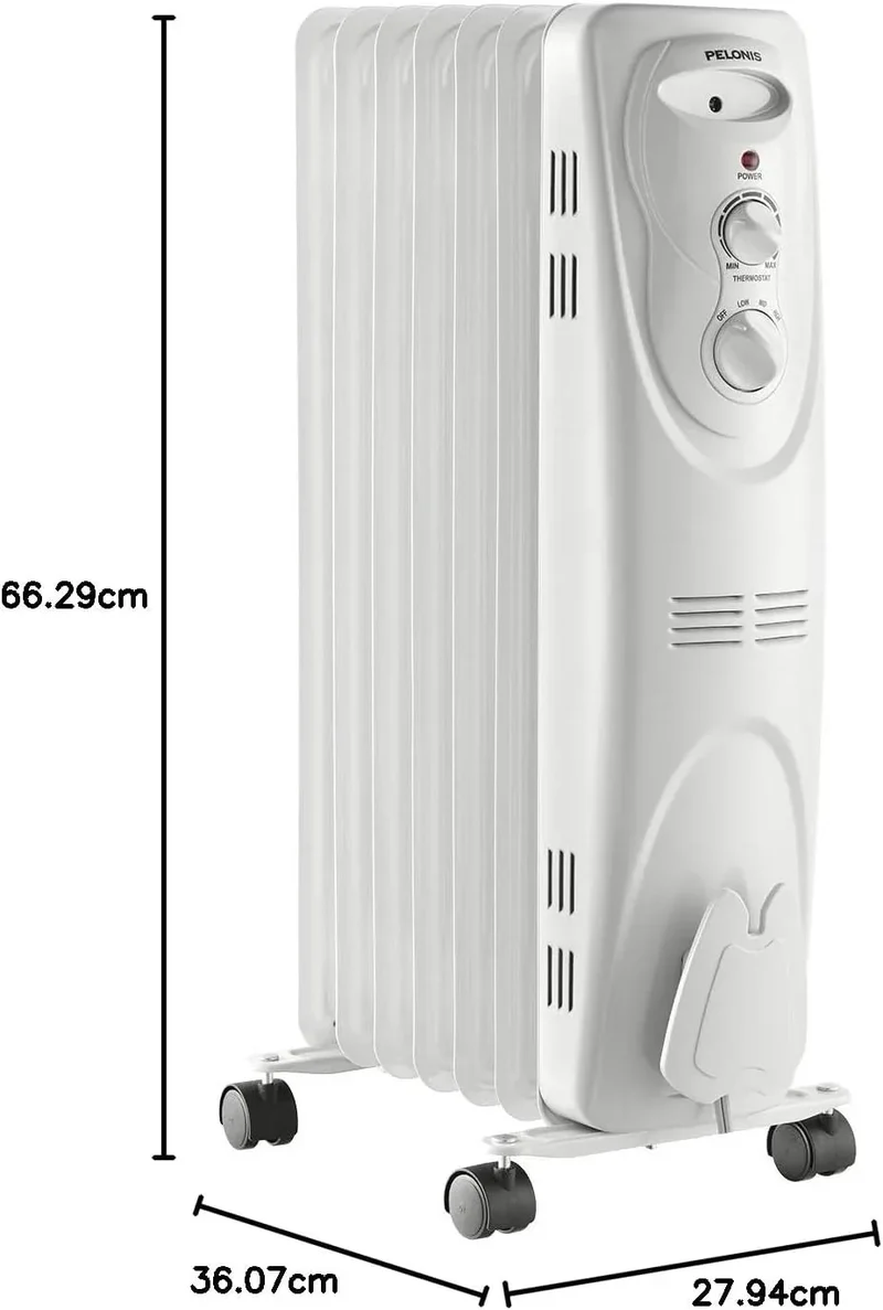 [Pelonis PHO15A2AGW] Electric Oil Filled Radiator Heater | 1500W | White