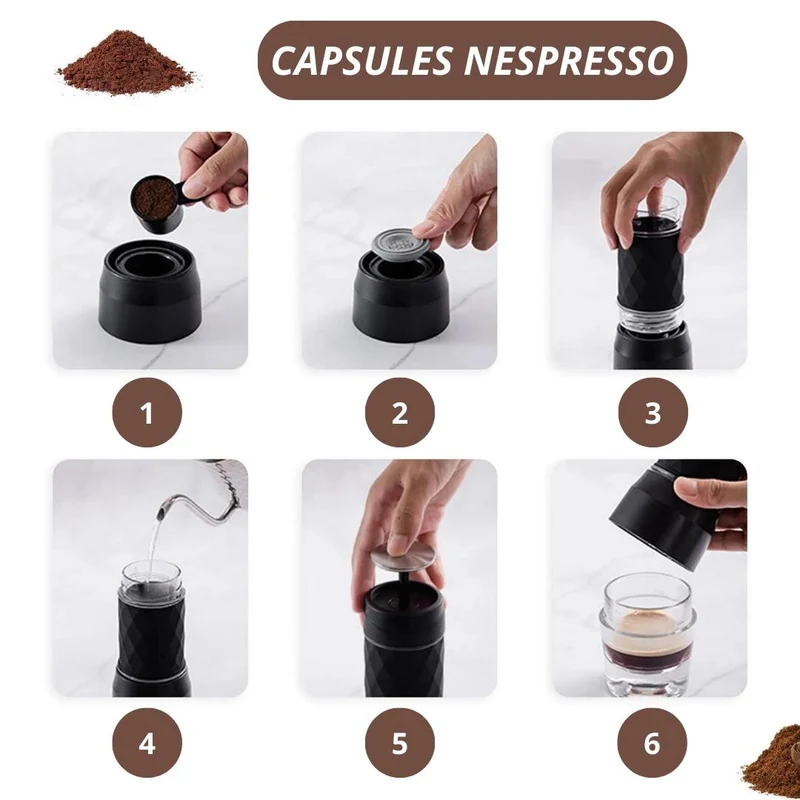 Machine Expresso Portable - Capsules + Café poudre