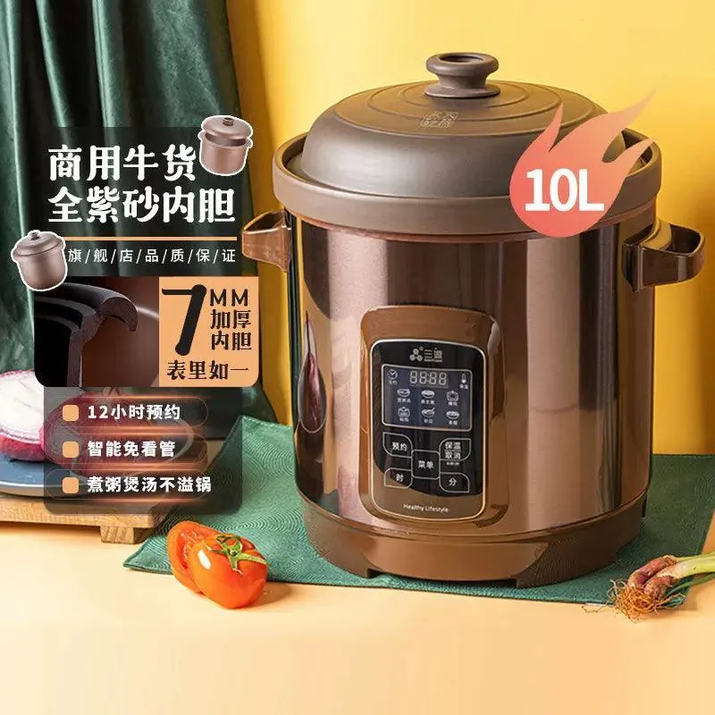 SANYUAN TDG100-SA1 Electric Stew Pot | 10L | Purple Clay | Soup Pot | 110V