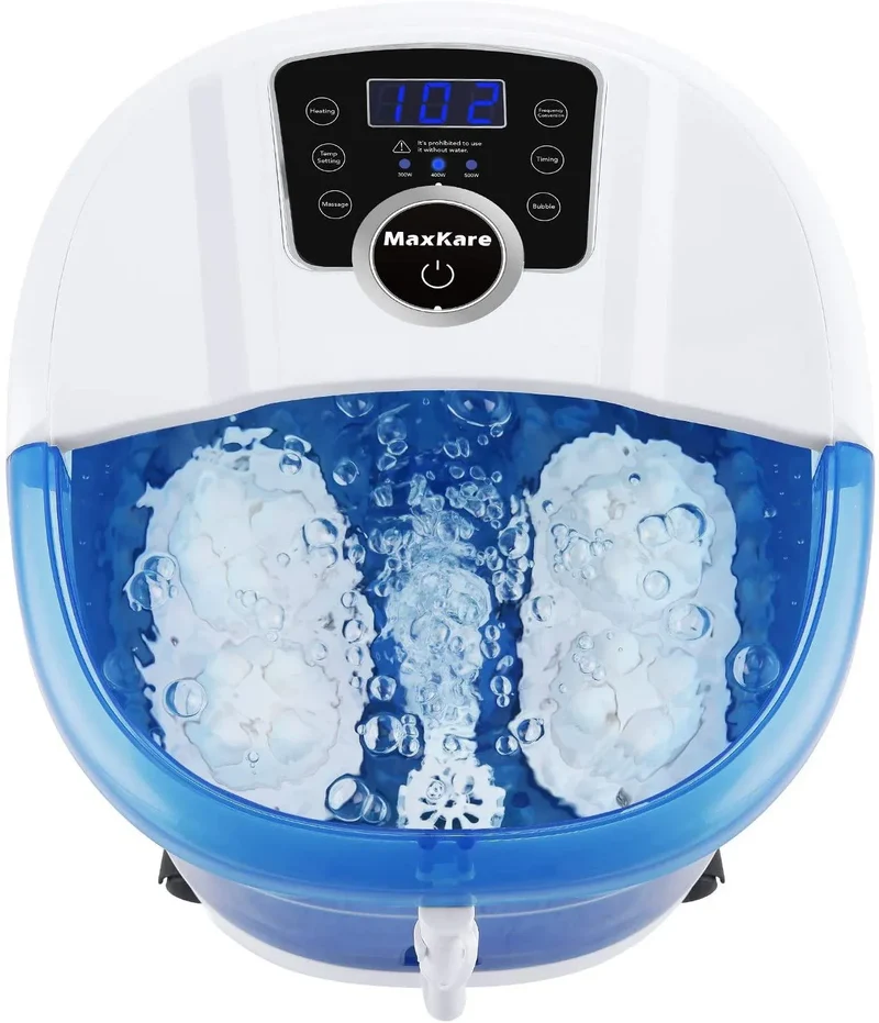 MaxKare 6-in-1 Motorized Foot Spa Bath Massager | 3-Speed Frequency Conversion | Automatic Heat and Bubbles